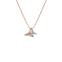 Dual-colour mermaid tail cubic zirconia necklace with rhodium and rosegold pendant on adjustable chain