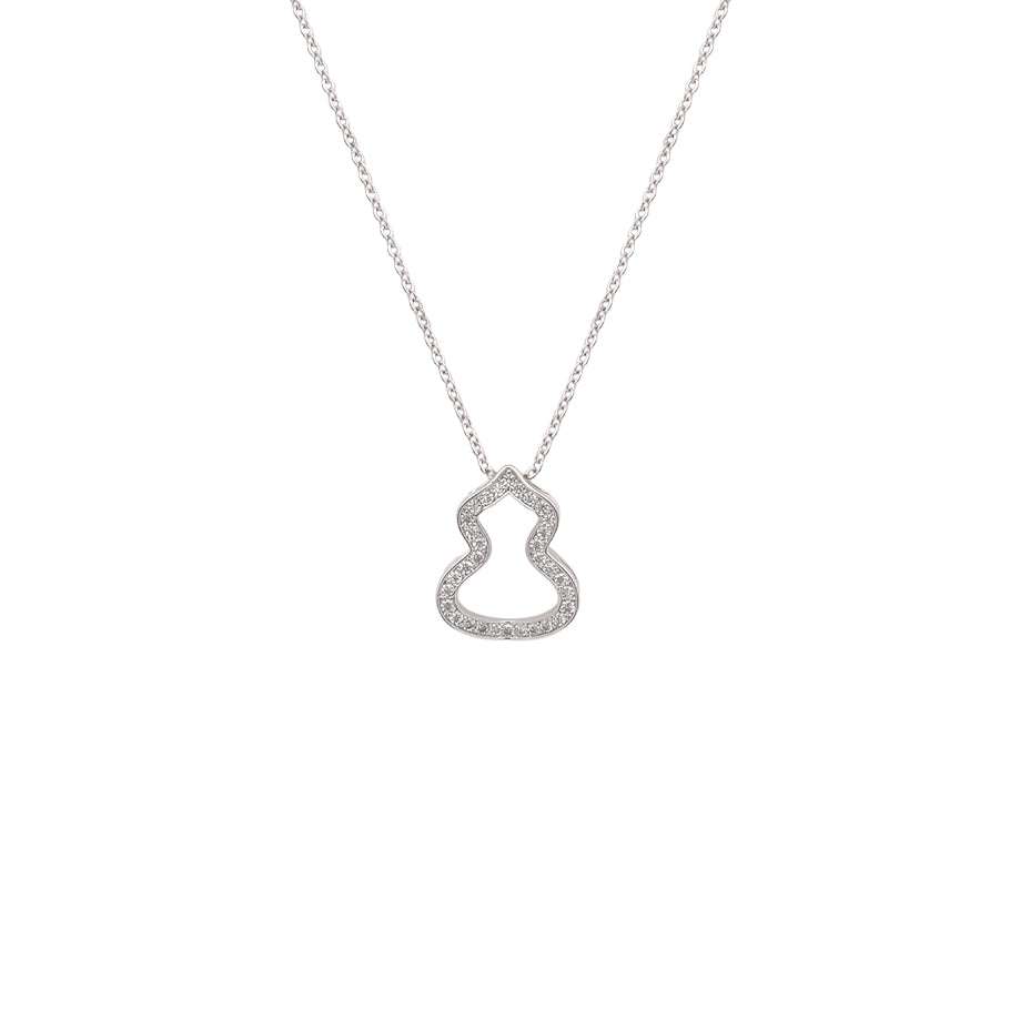 Hulu cubic zirconia pendant necklace with rhodium plated finish on a delicate chain