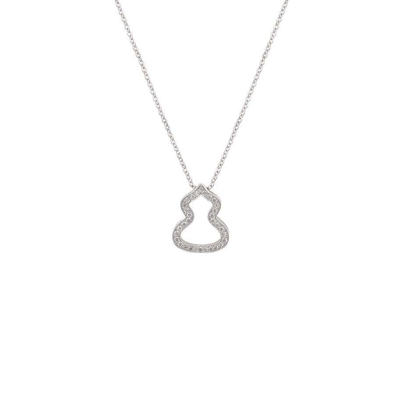 Hulu cubic zirconia pendant necklace with rhodium plated finish on a delicate chain