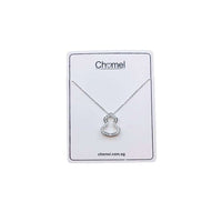 Hulu cubic zirconia pendant necklace with rhodium plated finish and delicate chain