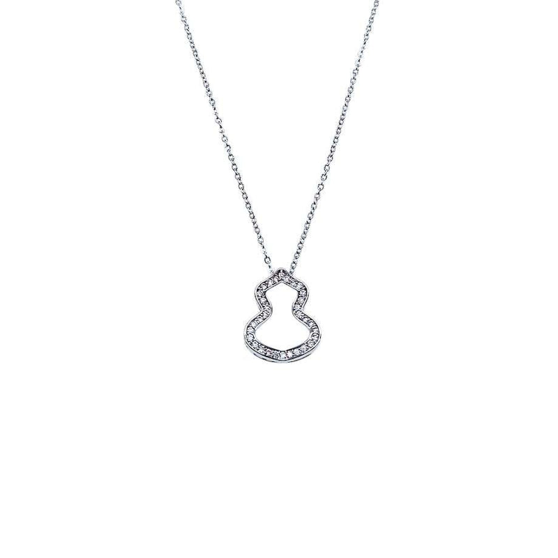 Hulu cubic zirconia pendant necklace with rhodium plated finish and spring clasp