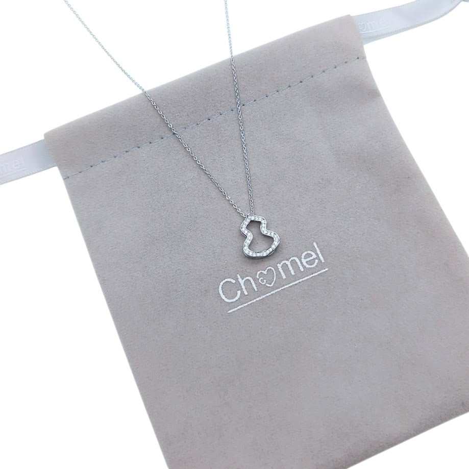 Hulu cubic zirconia pendant necklace with rhodium plated finish and delicate chain
