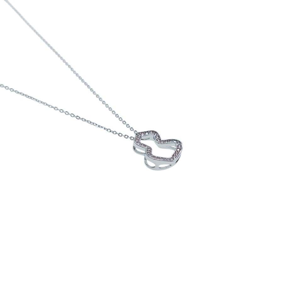 Hulu cubic zirconia pendant necklace with rhodium plated finish and spring clasp