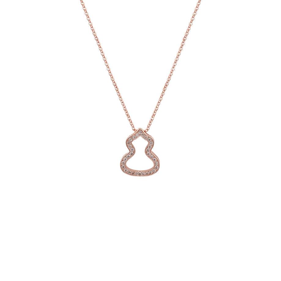 Hulu cubic zirconia pendant necklace with rosegold plating on a delicate chain