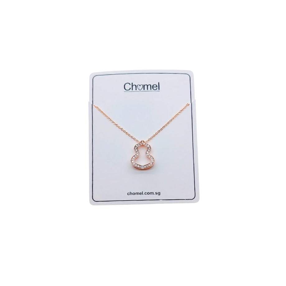 Rosegold plated Hulu cubic zirconia pendant necklace with spring clasp and extension chain.