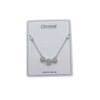 Elegant cubic zirconia necklace with three round solitaire pendants on fine chain