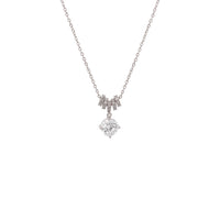 Lock & Key Cubic Zirconia Necklace with movable slider rings and 6mm solitaire pendant