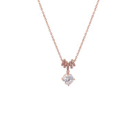 Rosegold Lock & Key Cubic Zirconia Necklace with 6mm solitaire pendant and 4 moveable slider rings