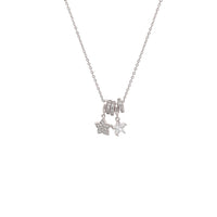 Lock & Key Cubic Zirconia Necklace with movable slider rings and rhodium plated finish