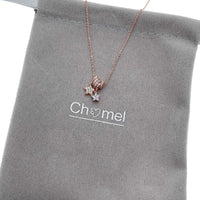 Lock & Key Cubic Zirconia Necklace with rosegold plated star pendants and adjustable slider rings