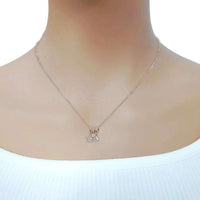 Lock & Key Cubic Zirconia Necklace with rosegold plated stars pendant and adjustable slider rings