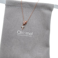 Rosegold plated Lock & Key Cubic Zirconia necklace with celestial pendant and 3 adjustable slider rings