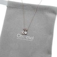 Lock & Key Cubic Zirconia Necklace with star and butterfly pendants and adjustable slider rings