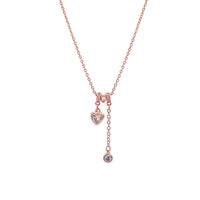 Lock & Key Cubic Zirconia necklace with 3 adjustable slider rings and rosegold finish