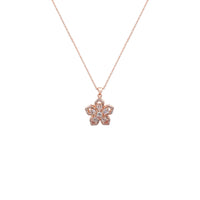 Rosegold plated flower necklace with spinning cubic zirconia pendant on delicate chain