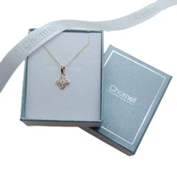Gold plated flower cubic zirconia pendant necklace with adjustable chain