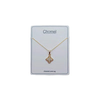 Gold plated flower cubic zirconia pendant necklace with adjustable chain