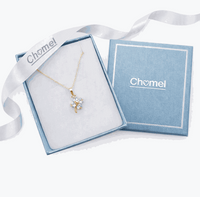 Gold-plated flower cubic zirconia pendant necklace with adjustable chain