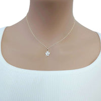 Gold-plated flower cubic zirconia pendant necklace with adjustable chain