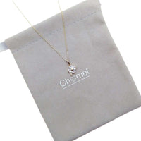 Gold-plated flower cubic zirconia pendant necklace, adjustable chain, delicate butterfly design