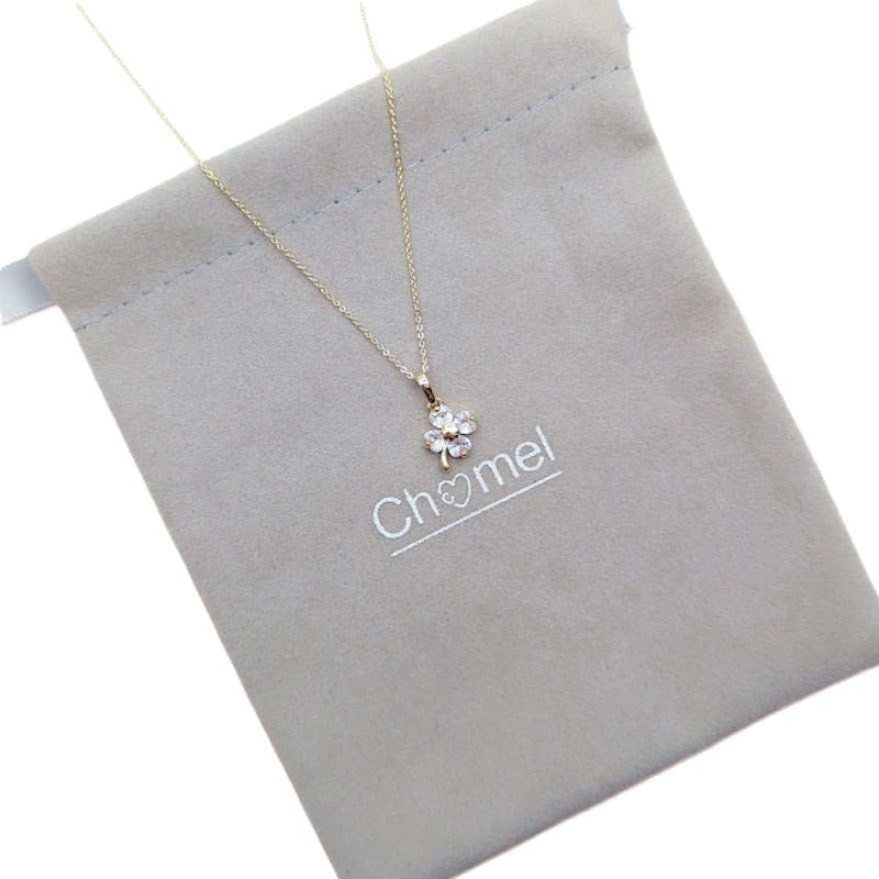 Gold-plated flower cubic zirconia pendant necklace, adjustable chain, delicate butterfly design