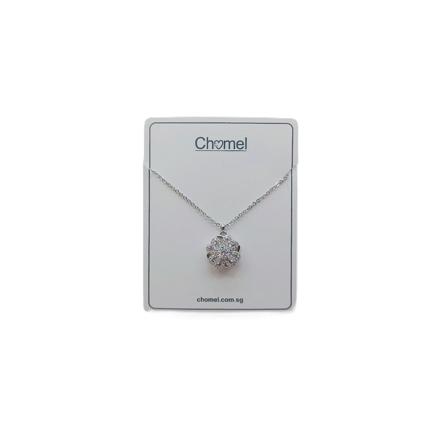 Rotating Flower Cubic Zirconia Necklace