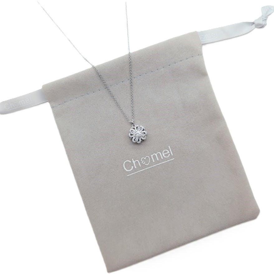 Rotating Flower Cubic Zirconia Necklace
