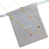 Gold plated cubic zirconia necklace with adjustable clasp and delicate chain