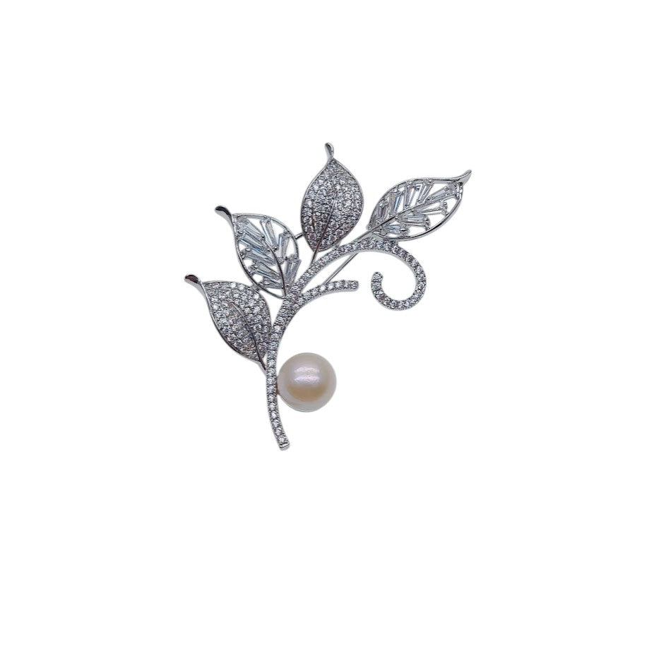 Leaf Freshwater Pearl Brooch - CHOMEL