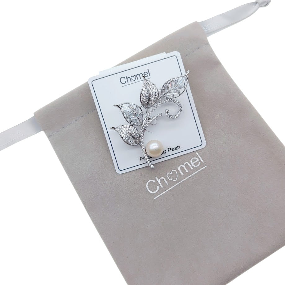 Leaf Freshwater Pearl Brooch - CHOMEL