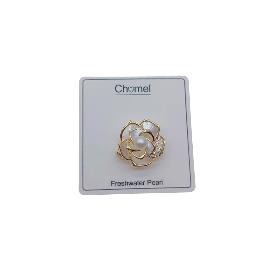 Rose Flower Freshwater Pearl Brooch