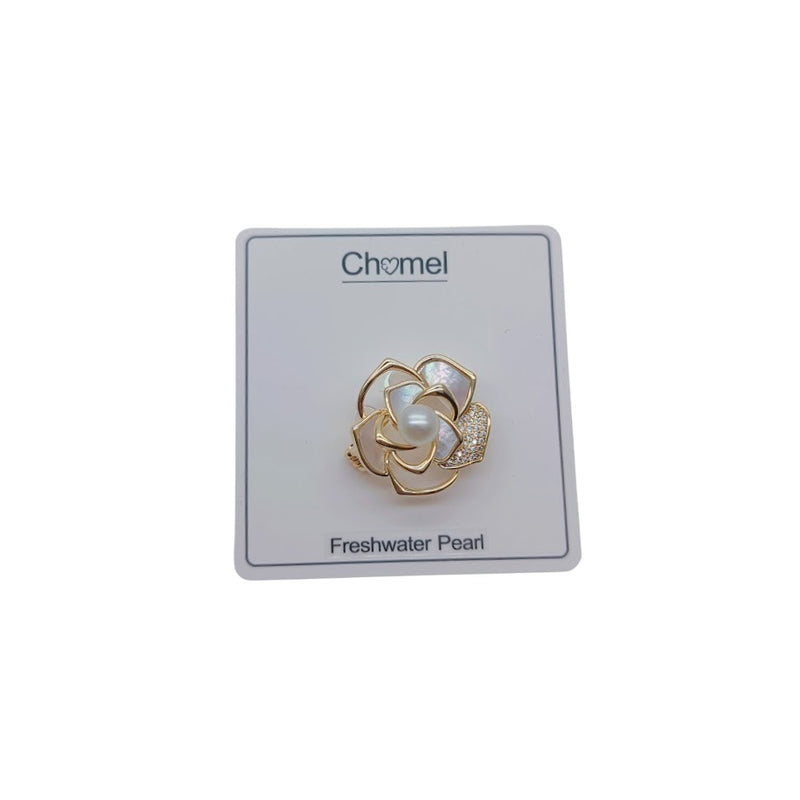 Rose Flower Freshwater Pearl Brooch