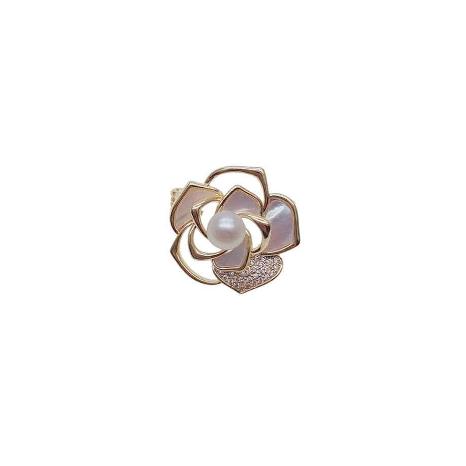 Rose Flower Freshwater Pearl Brooch