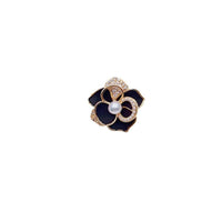 Gold plated flower freshwater pearl brooch with enamel design and 4-5mm pearl center, 2cm diameter