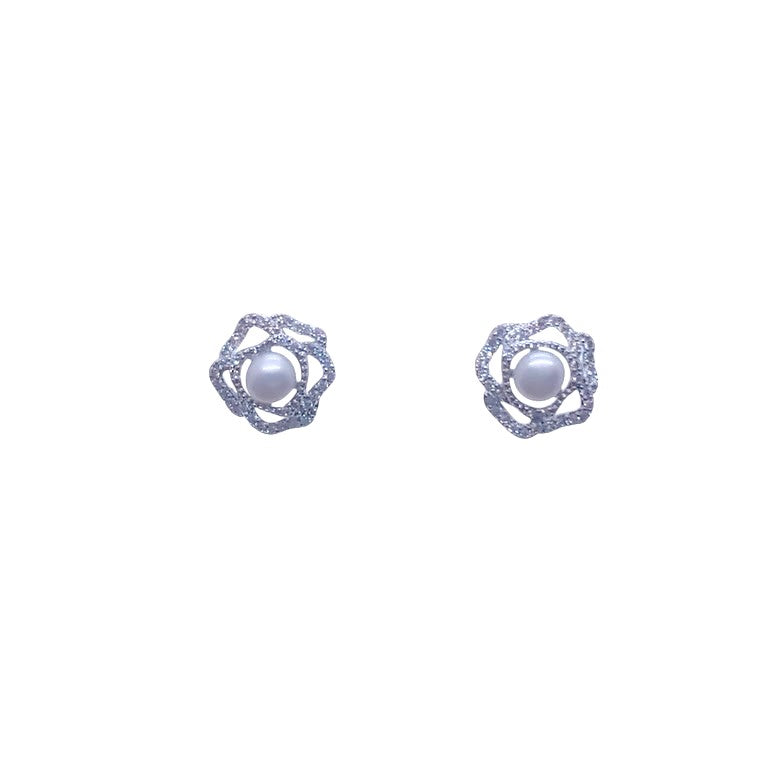 Freshwater Pearl & Cubic Zirconia Earrings