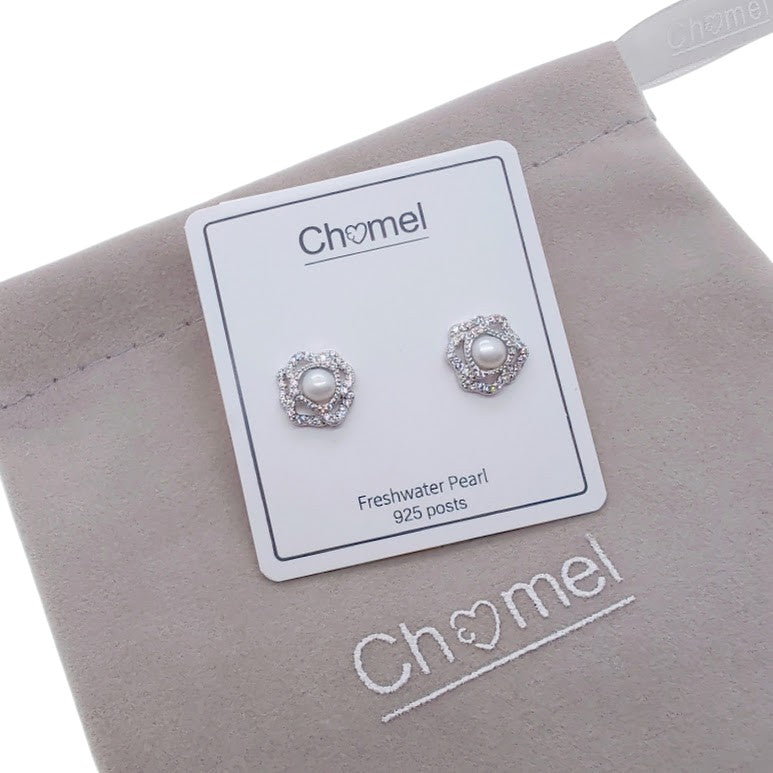 Freshwater Pearl & Cubic Zirconia Earrings