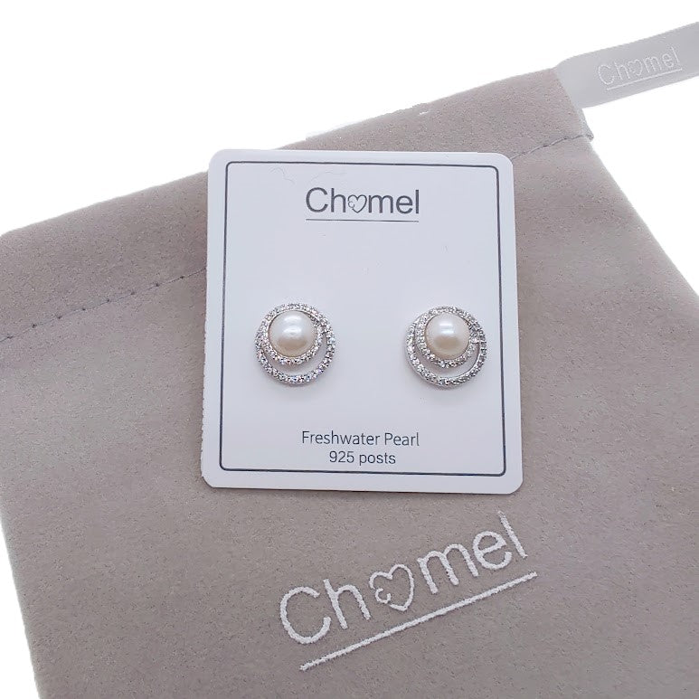 Freshwater Pearl & Cubic Zirconia Earrings