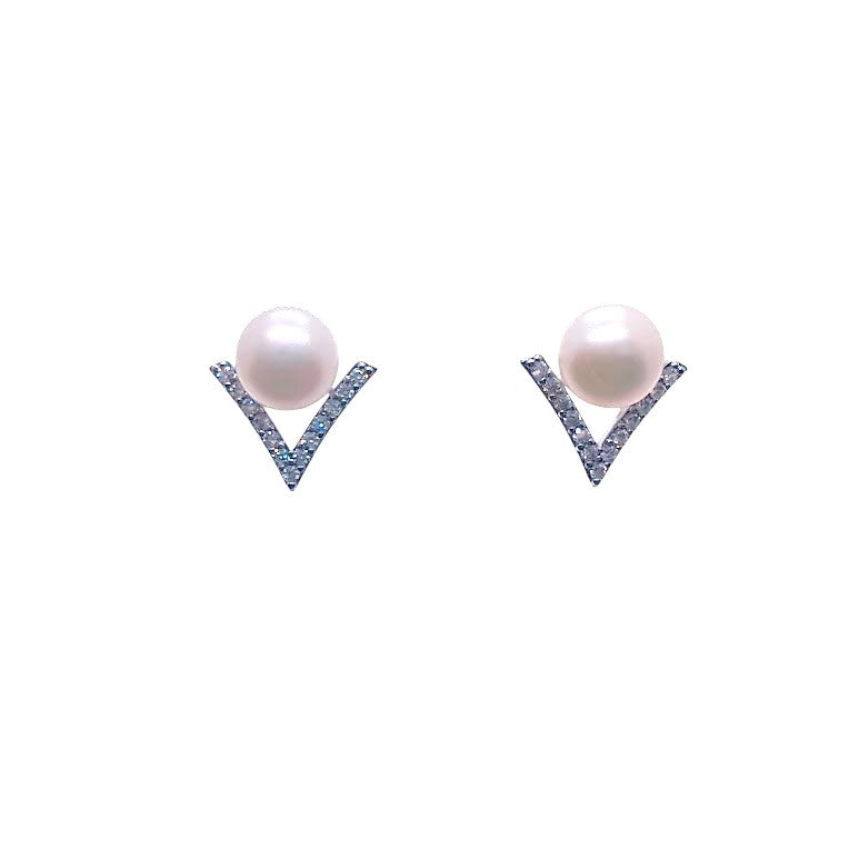 Freshwater Pearl & Cubic Zirconia Earrings
