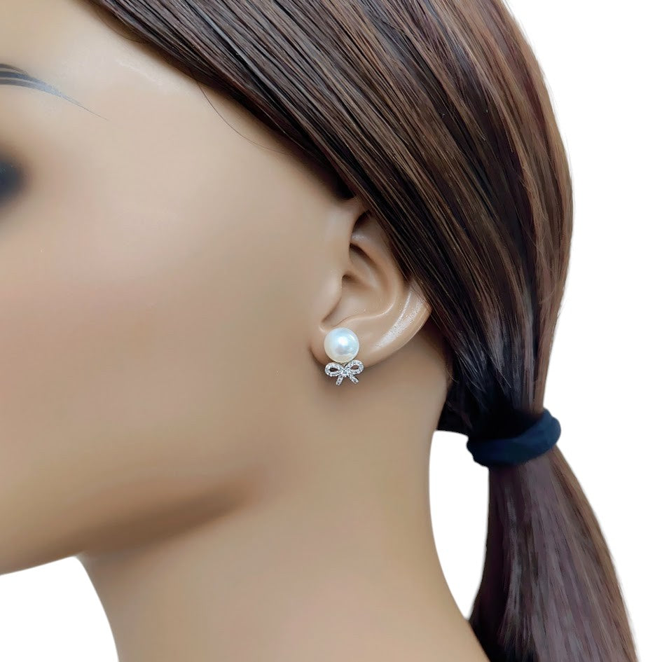 Freshwater Pearl & Cubic Zirconia Earrings