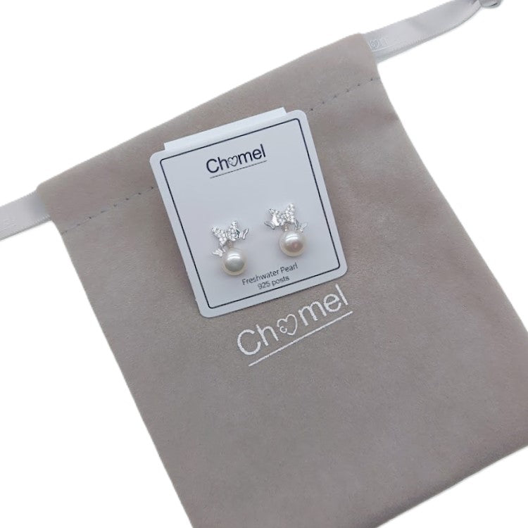 Freshwater Pearl & Cubic Zirconia Earrings