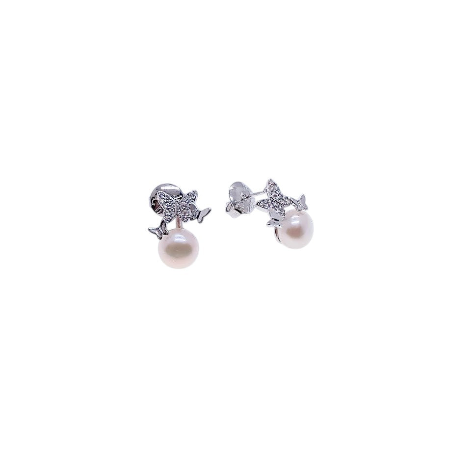 Freshwater Pearl & Cubic Zirconia Earrings