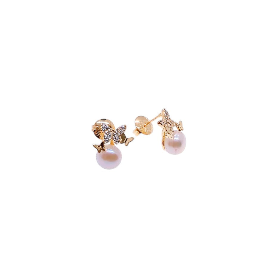 Freshwater Pearl & Cubic Zirconia Earrings