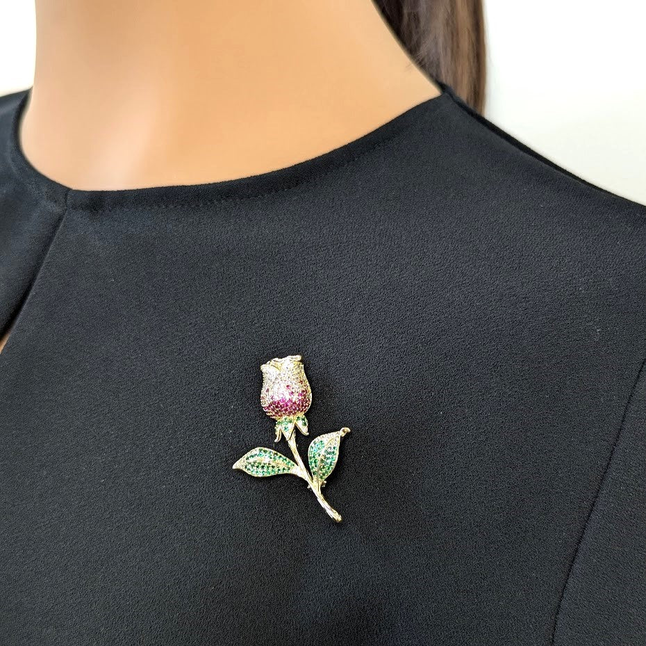 Flower Cubic Zirconia Brooch