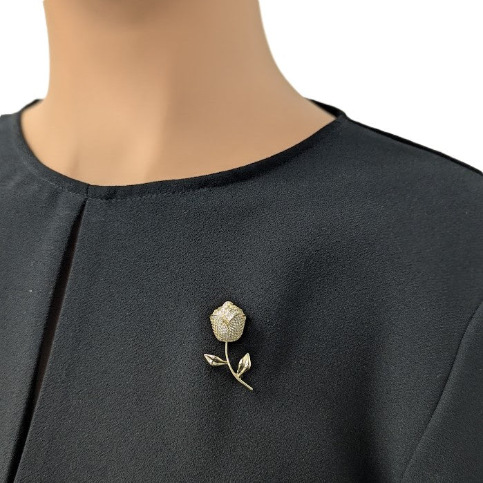 Flower Cubic Zirconia Brooch