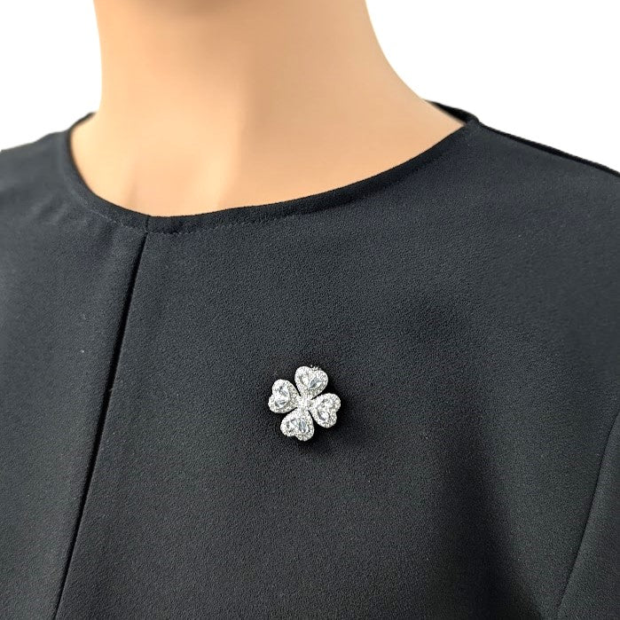 Clover Leaf Cubic Zirconia Brooch