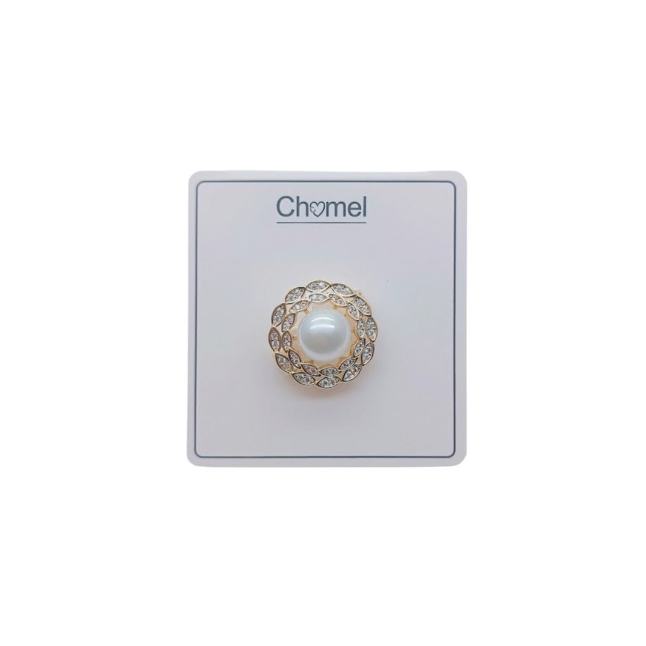 Circle Simulated Pearl Brooch