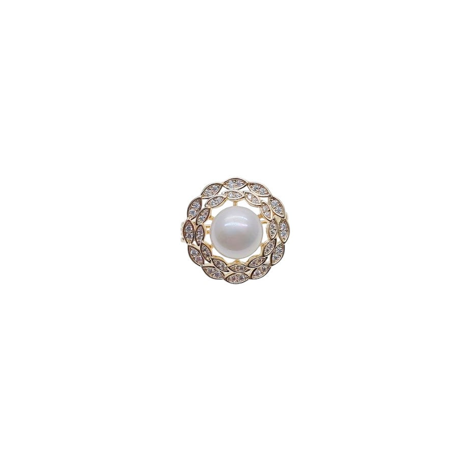 Circle Simulated Pearl Brooch