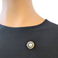 Circle Simulated Pearl Brooch