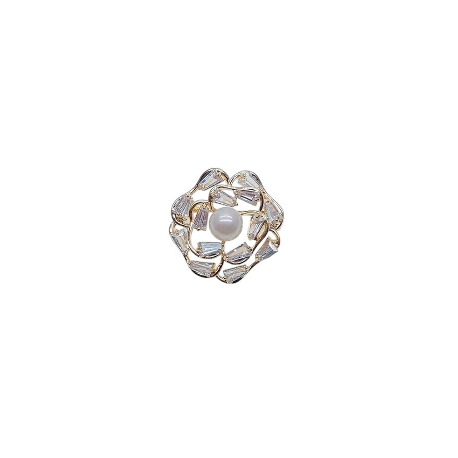 Flower Simulated Pearl Brooch