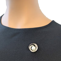 Spiral Simulated Pearl Brooch